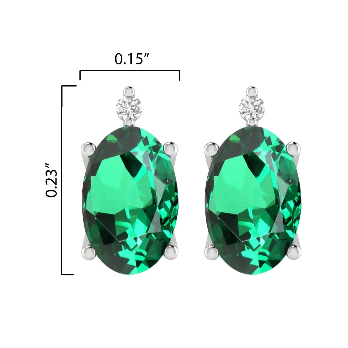 Sterling Silver 0.80Ct Emerald and White Diamond Stud Earrings sold by Zulily product image thumbnail 3