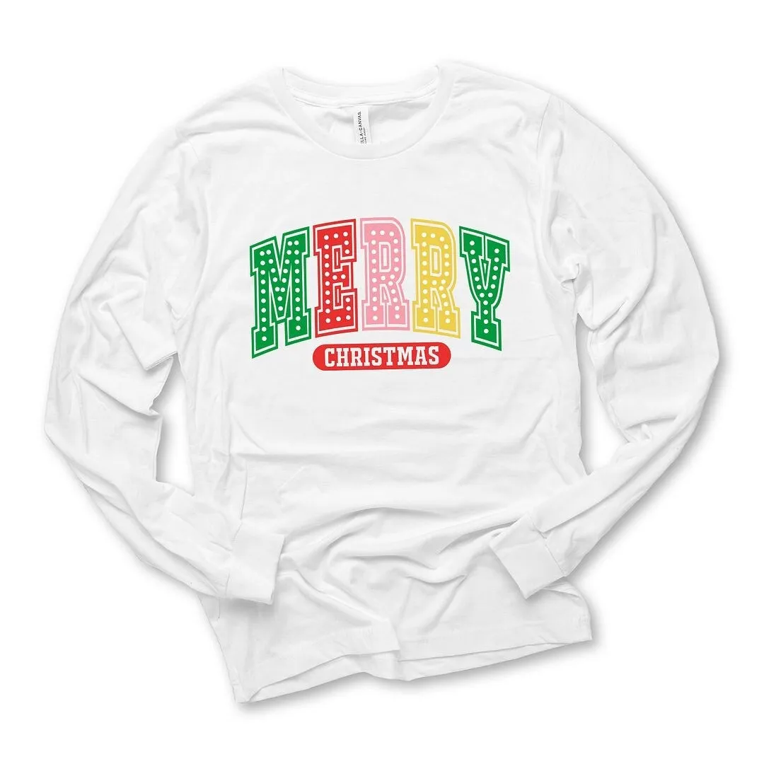 Merry Christmas Varsity Colorful Long Sleeve Tee sold by Zulily product image thumbnail 2