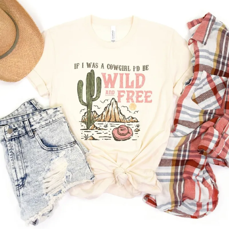 Retro Wild And Free Cowgirl Short Sleeve Crewnneck Tee sold by Zulily