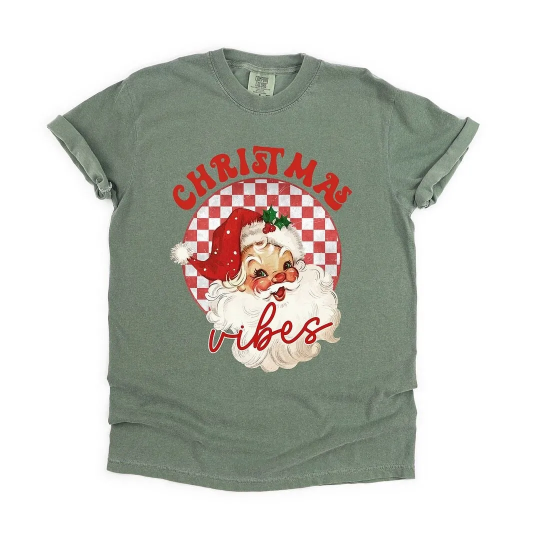 Christmas Vibes Santa Checkered Garment Dyed Tee sold by Zulily product image thumbnail 2