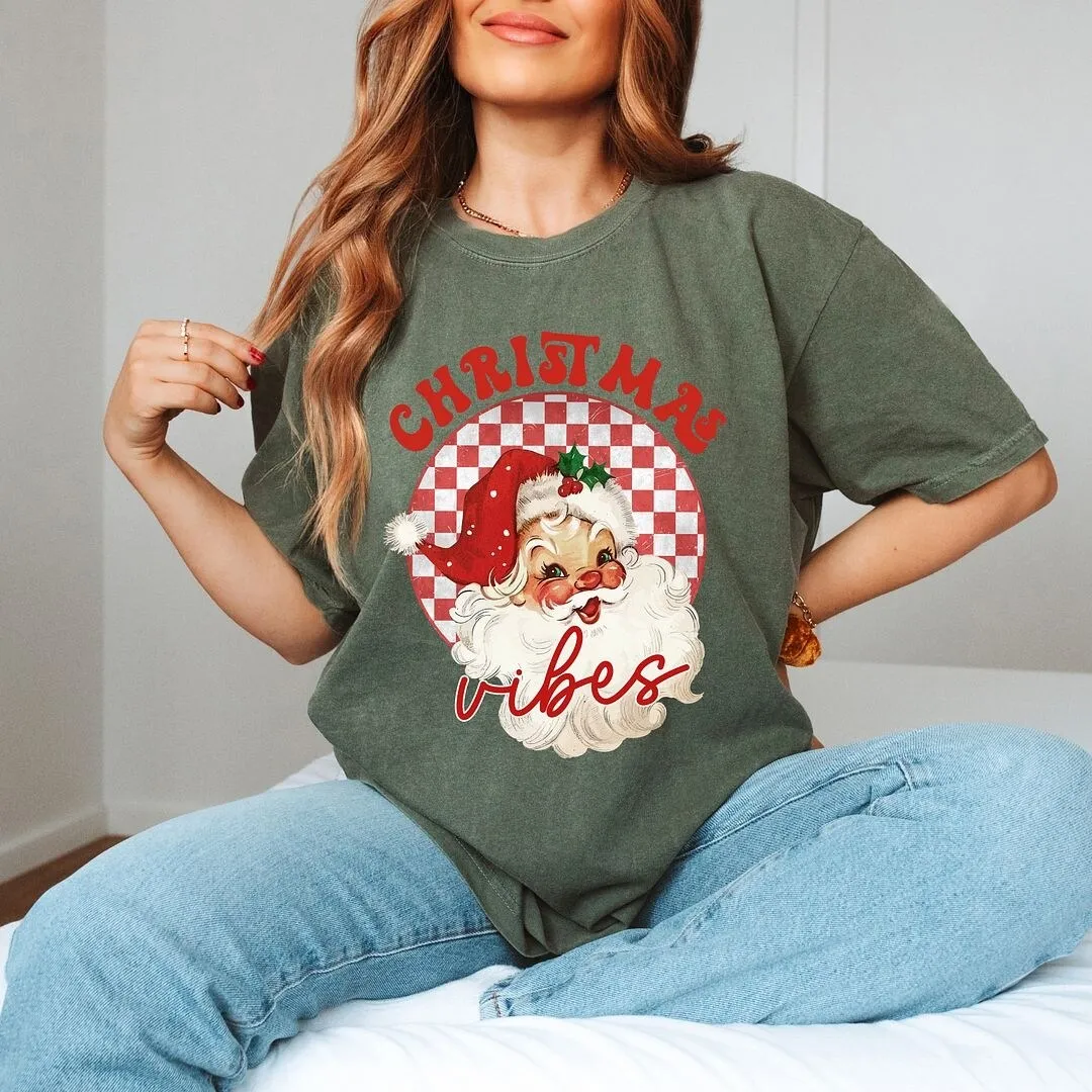 Christmas Vibes Santa Checkered Garment Dyed Tee sold by Zulily product image thumbnail 3