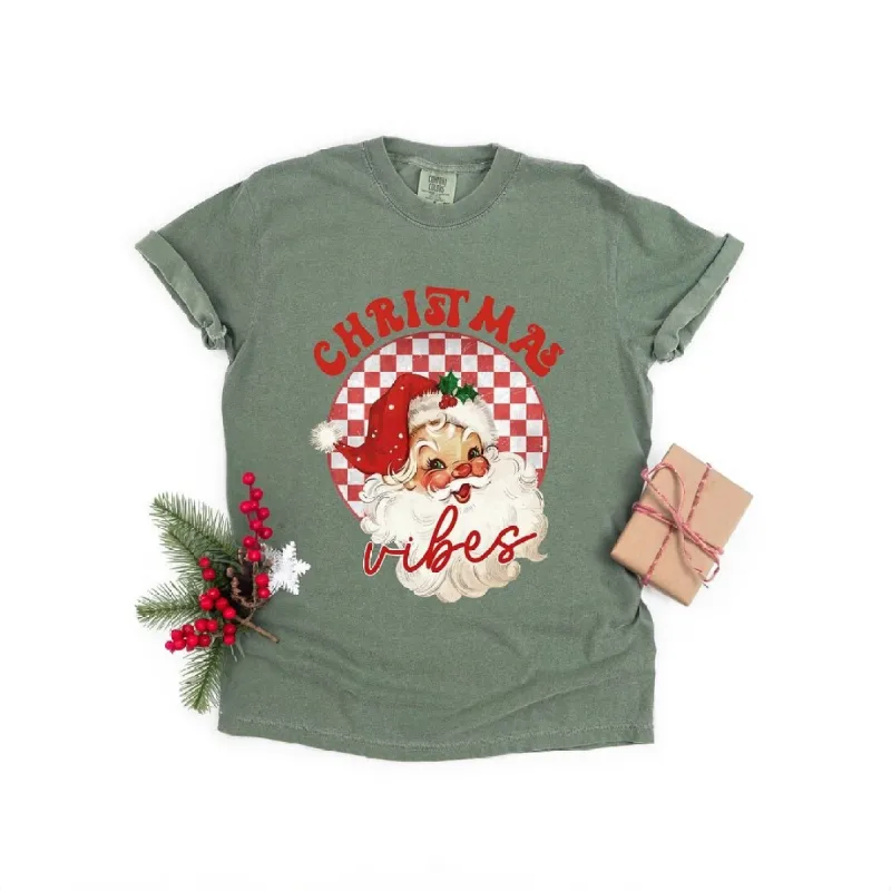 Christmas Vibes Santa Checkered Garment Dyed Tee sold by Zulily