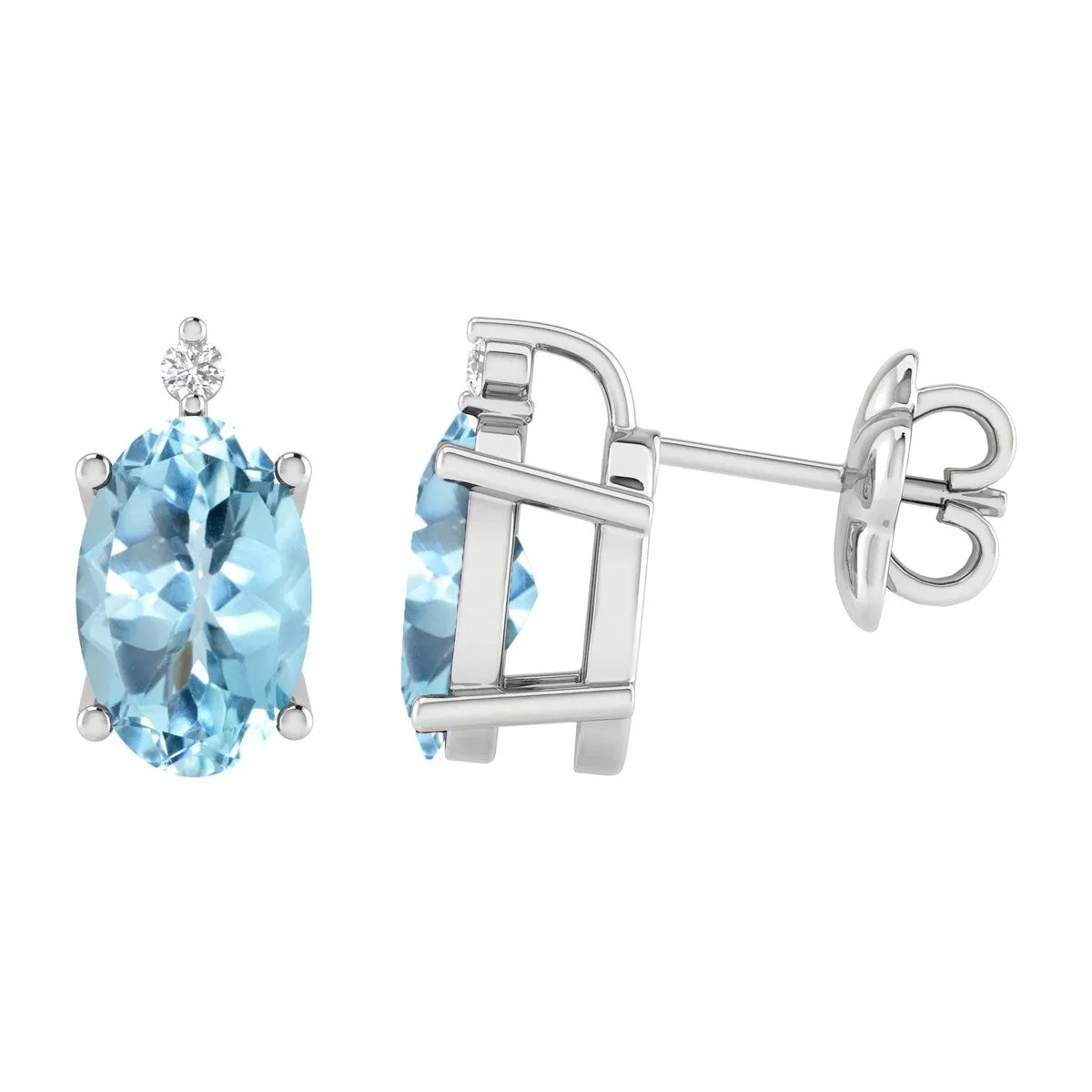 Sterling Silver 1.15Ct Sky Blue Topaz and White Diamond Stud Earrings sold by Zulily product image thumbnail 2