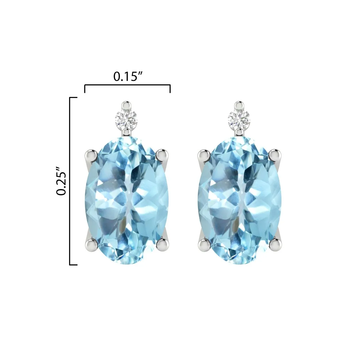 Sterling Silver 1.15Ct Sky Blue Topaz and White Diamond Stud Earrings sold by Zulily product image thumbnail 3