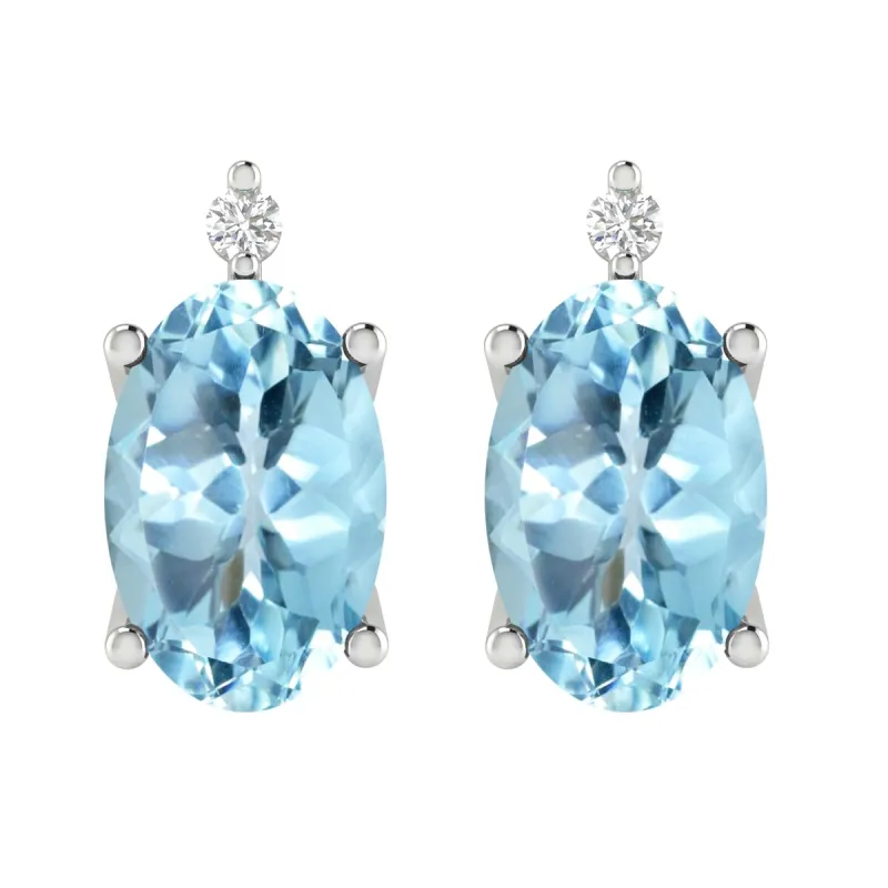 Sterling Silver 1.15Ct Sky Blue Topaz and White Diamond Stud Earrings sold by Zulily
