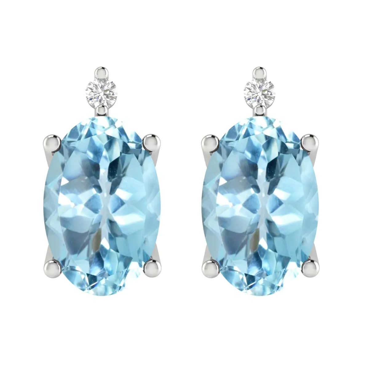 Sterling Silver 1.15Ct Sky Blue Topaz and White Diamond Stud Earrings sold by Zulily