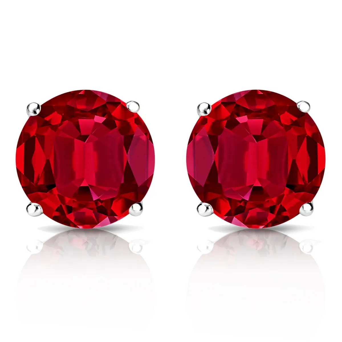 RhythmRocks Sterling Silver Lab Grown Gemstone Princess Ruby Stud Earrings 1.00 ct. tgw. 4-Prong Push-Back - Red sold by Zulily product image thumbnail 2