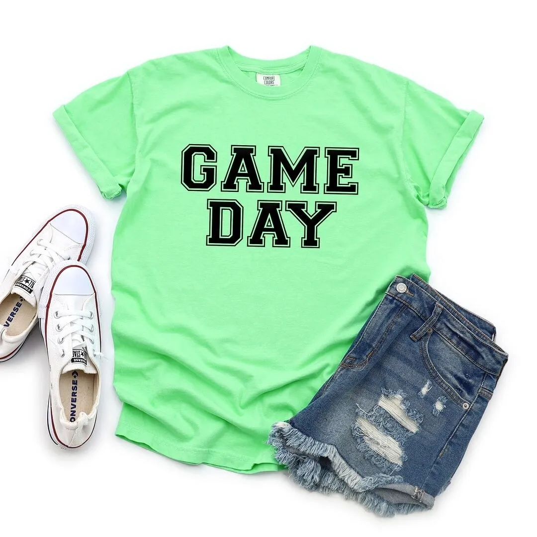 Game Day Puff Print Garment Dyed Tee sold by Zulily