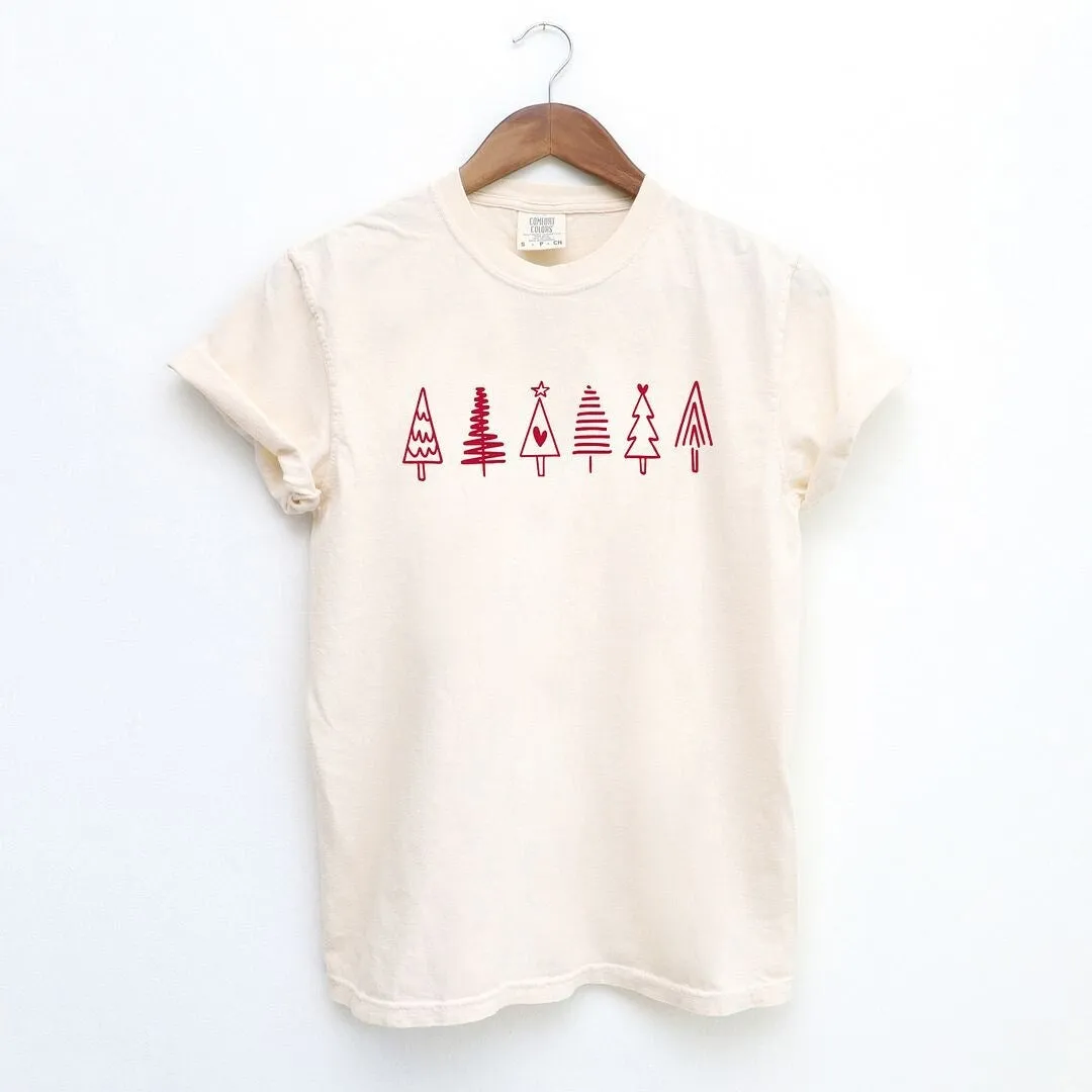 Row Of Christmas Trees Garment Dyed Tee sold by Zulily