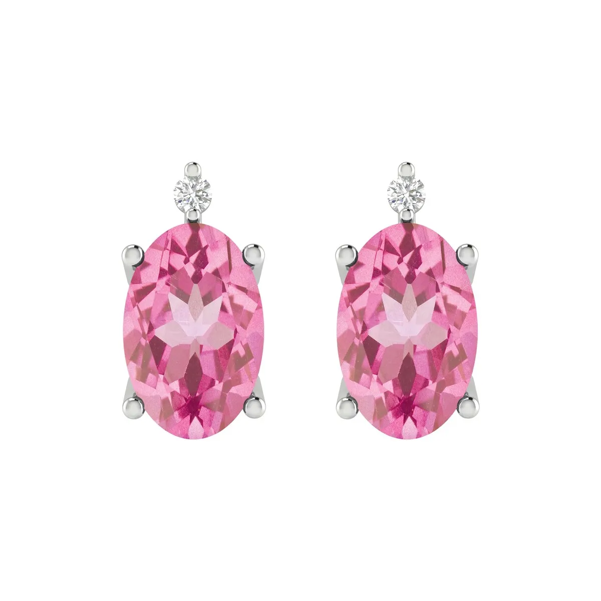 Sterling Silver Pink Topaz and White Diamond Stud Earrings sold by Zulily