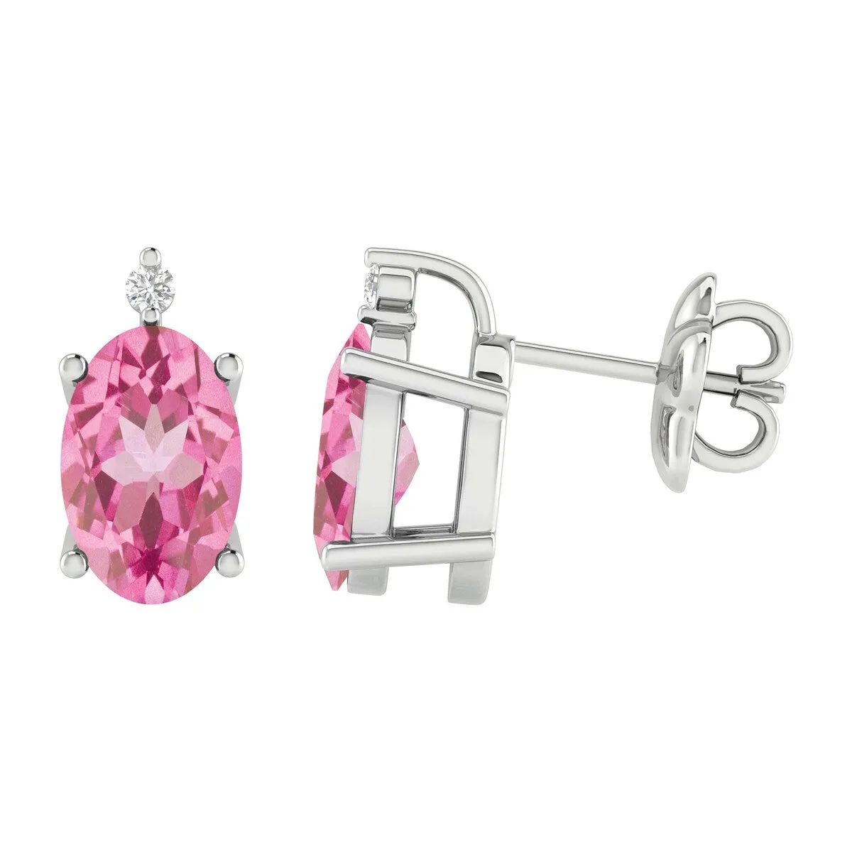 Sterling Silver Pink Topaz and White Diamond Stud Earrings sold by Zulily product image thumbnail 4