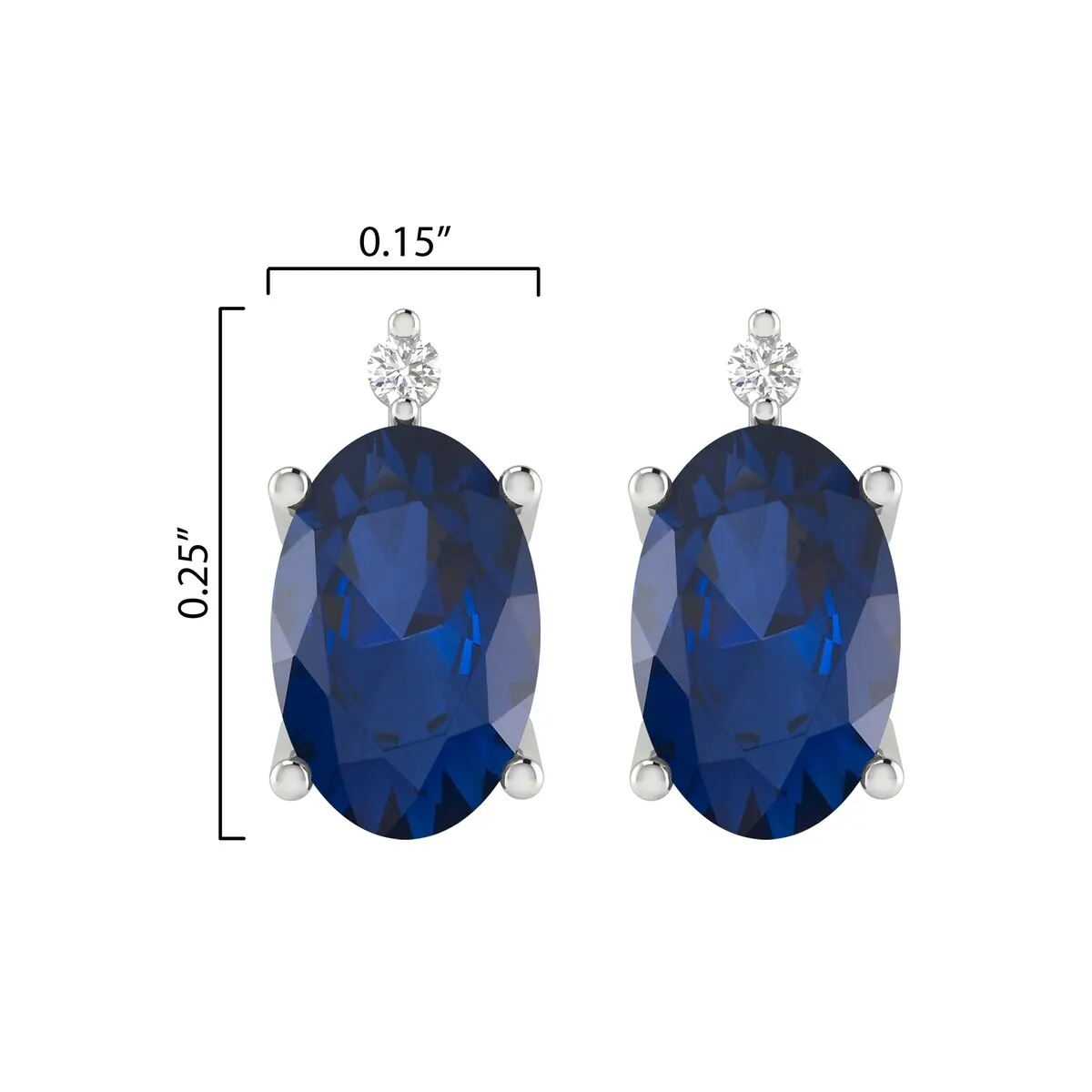 Sterling Silver 1.20Ct Blue Sapphire and White Diamond Stud Earrings sold by Zulily product image thumbnail 2