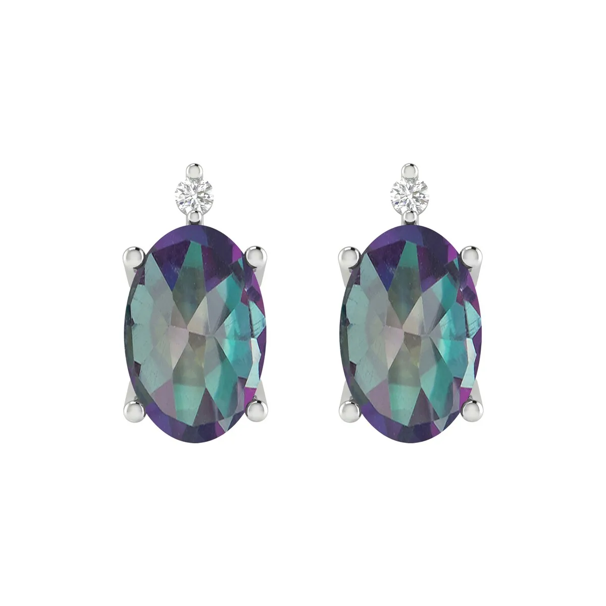 Sterling Silver Oval 1.15CTTW Mystic Topaz & Diamond Stud Earrings sold by Zulily product image thumbnail 2