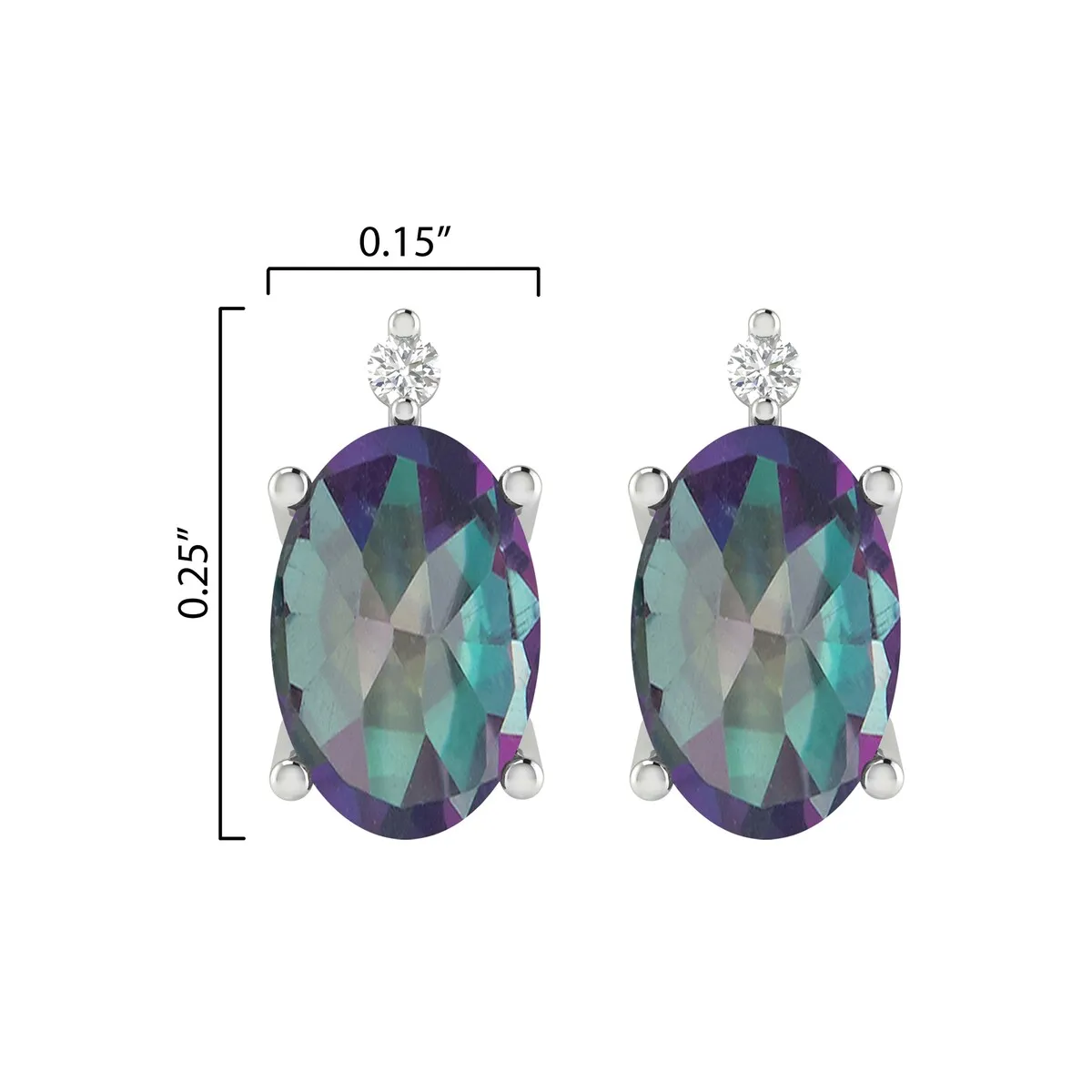 Sterling Silver Oval 1.15CTTW Mystic Topaz & Diamond Stud Earrings sold by Zulily product image thumbnail 3