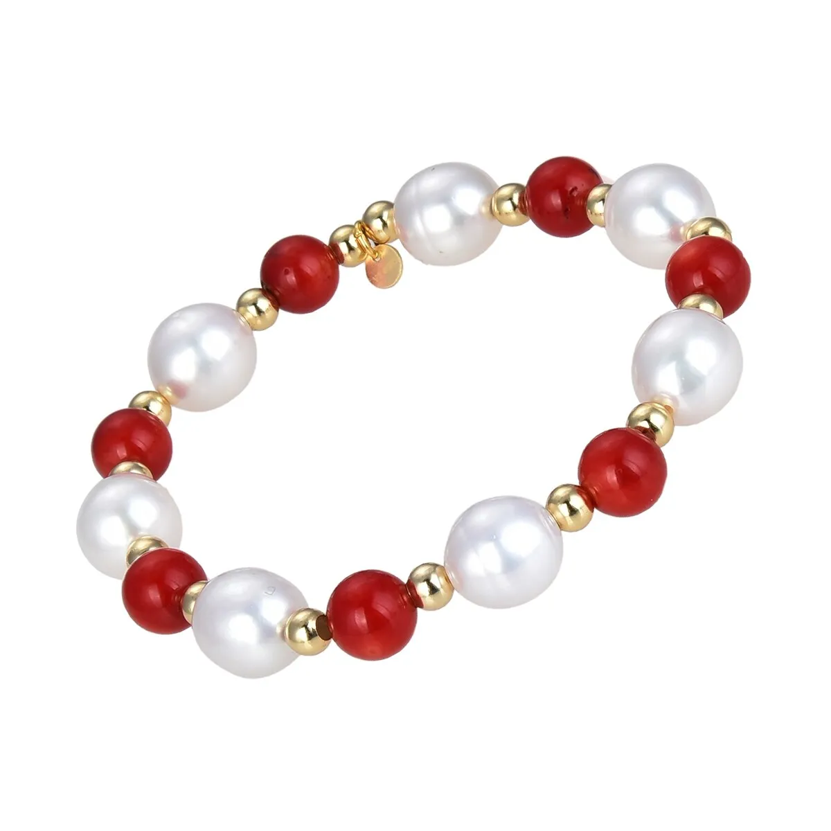 Red Coral and Freshwater Pearl Beaded Bracelet sold by Zulily product image thumbnail 2
