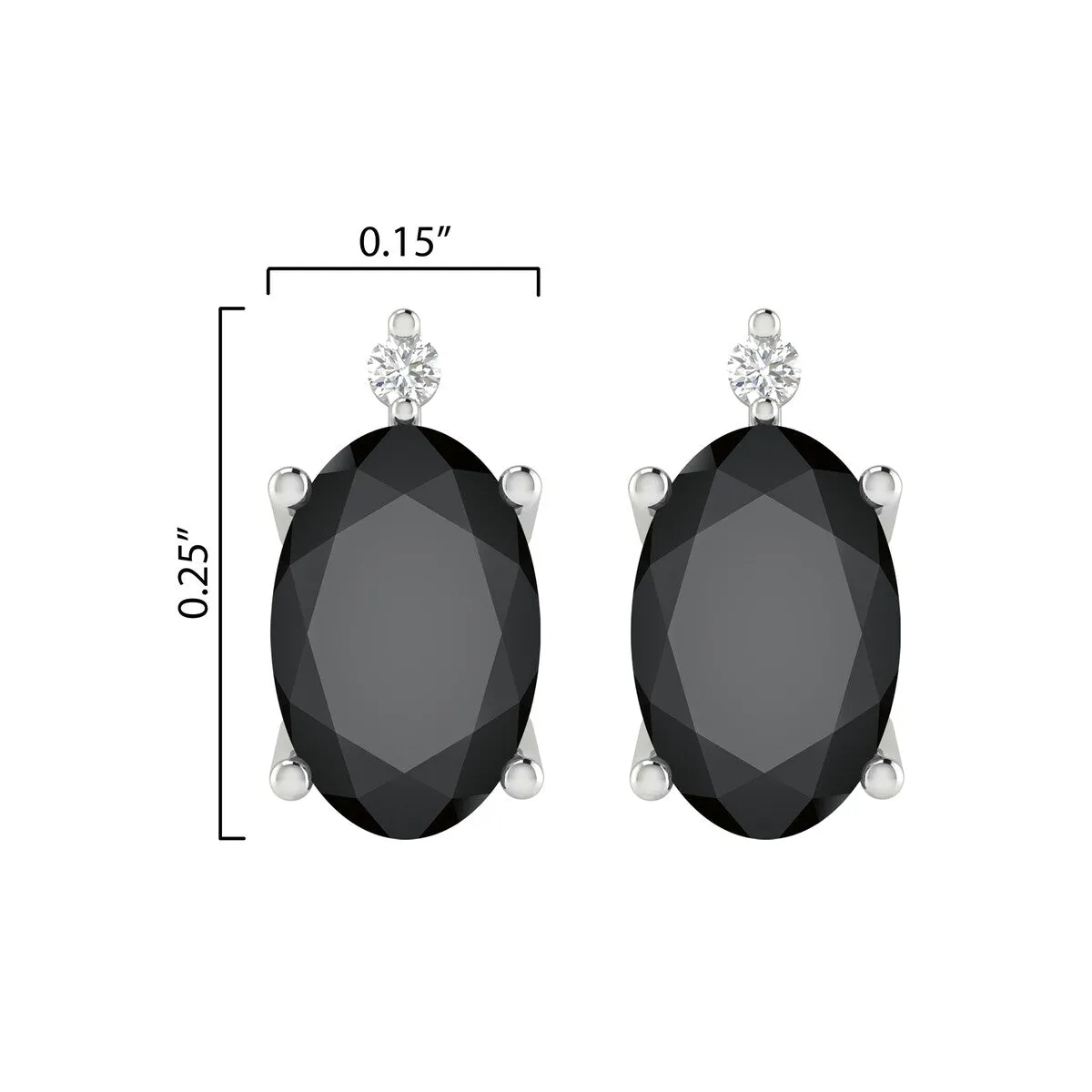 Sterling Silver 1.10Ct Black Spinel and White Diamond Stud Earrings sold by Zulily product image thumbnail 3