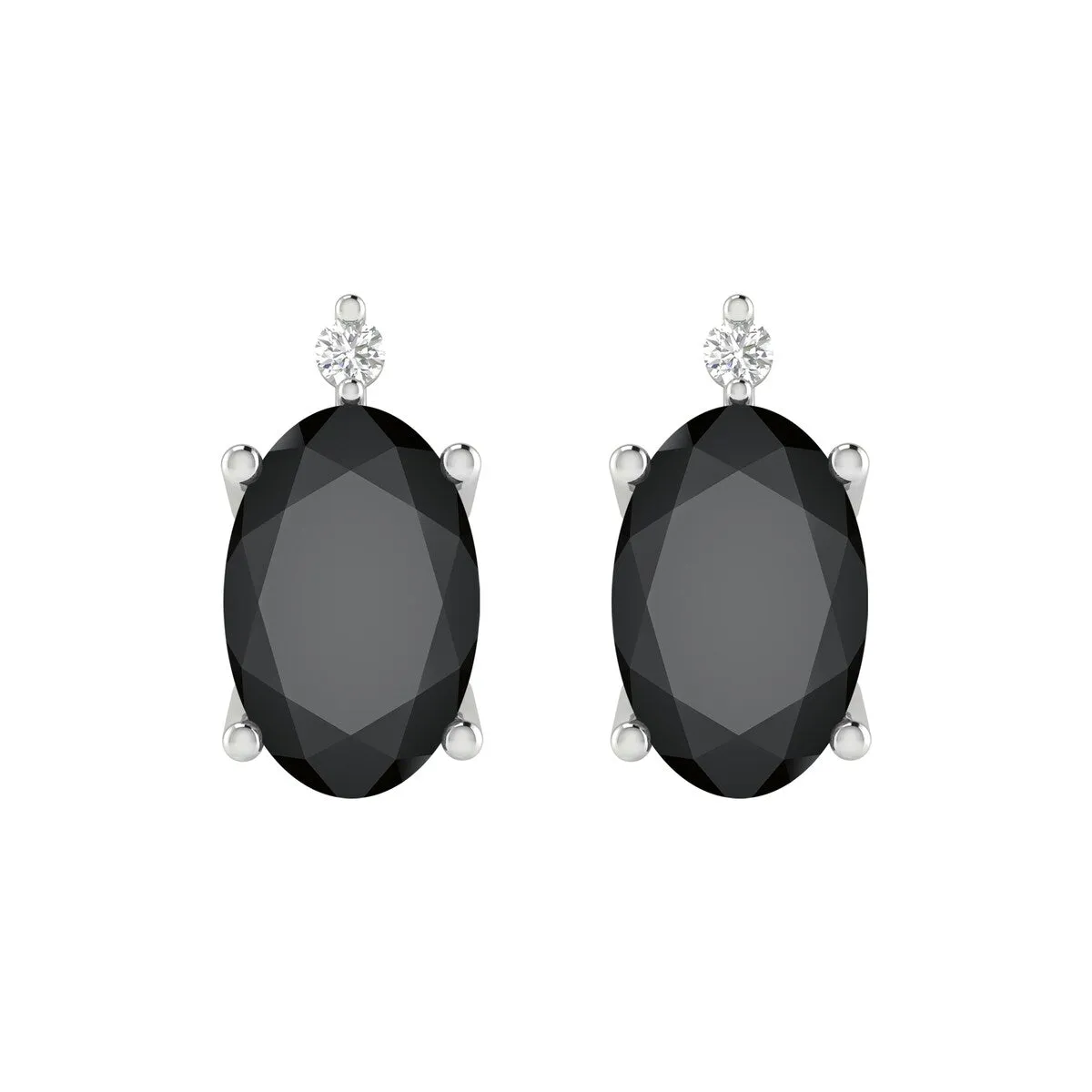 Sterling Silver 1.10Ct Black Spinel and White Diamond Stud Earrings sold by Zulily product image thumbnail 2