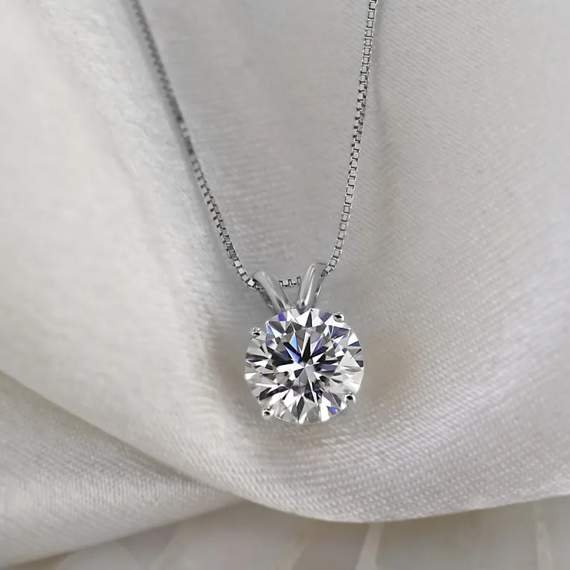 RhythmRocks Sterling Silver Lab Grown Round Diamond Necklace Pendant 1.50 ct. tw. 4-Prong (F-G VS) sold by Zulily