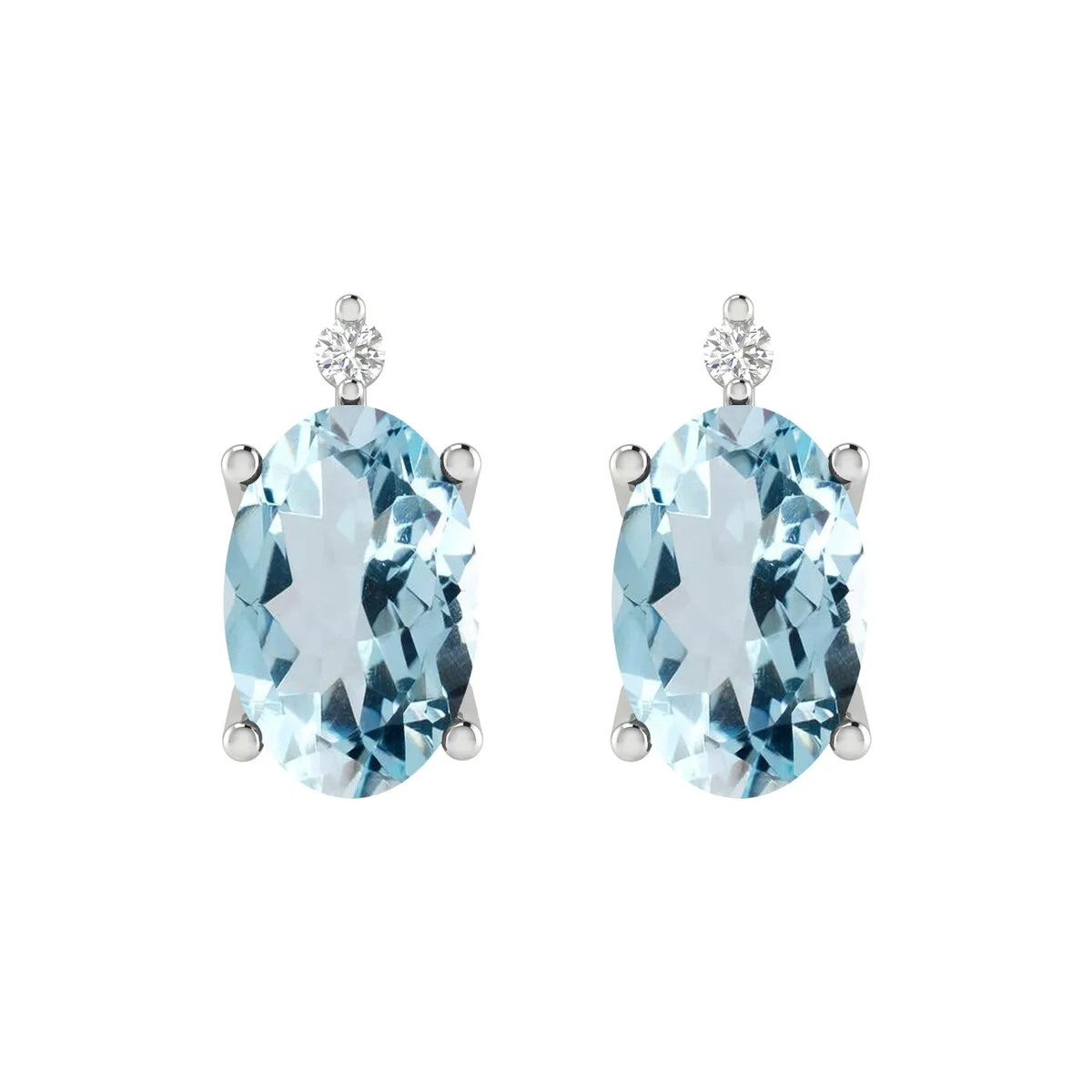 Sterling Silver 0.80CTTW Natural Aquamarine and Diamond Stud Earrings sold by Zulily