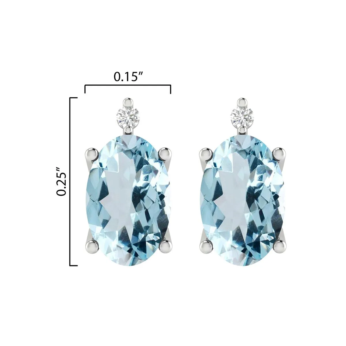 Sterling Silver 0.80CTTW Natural Aquamarine and Diamond Stud Earrings sold by Zulily product image thumbnail 3