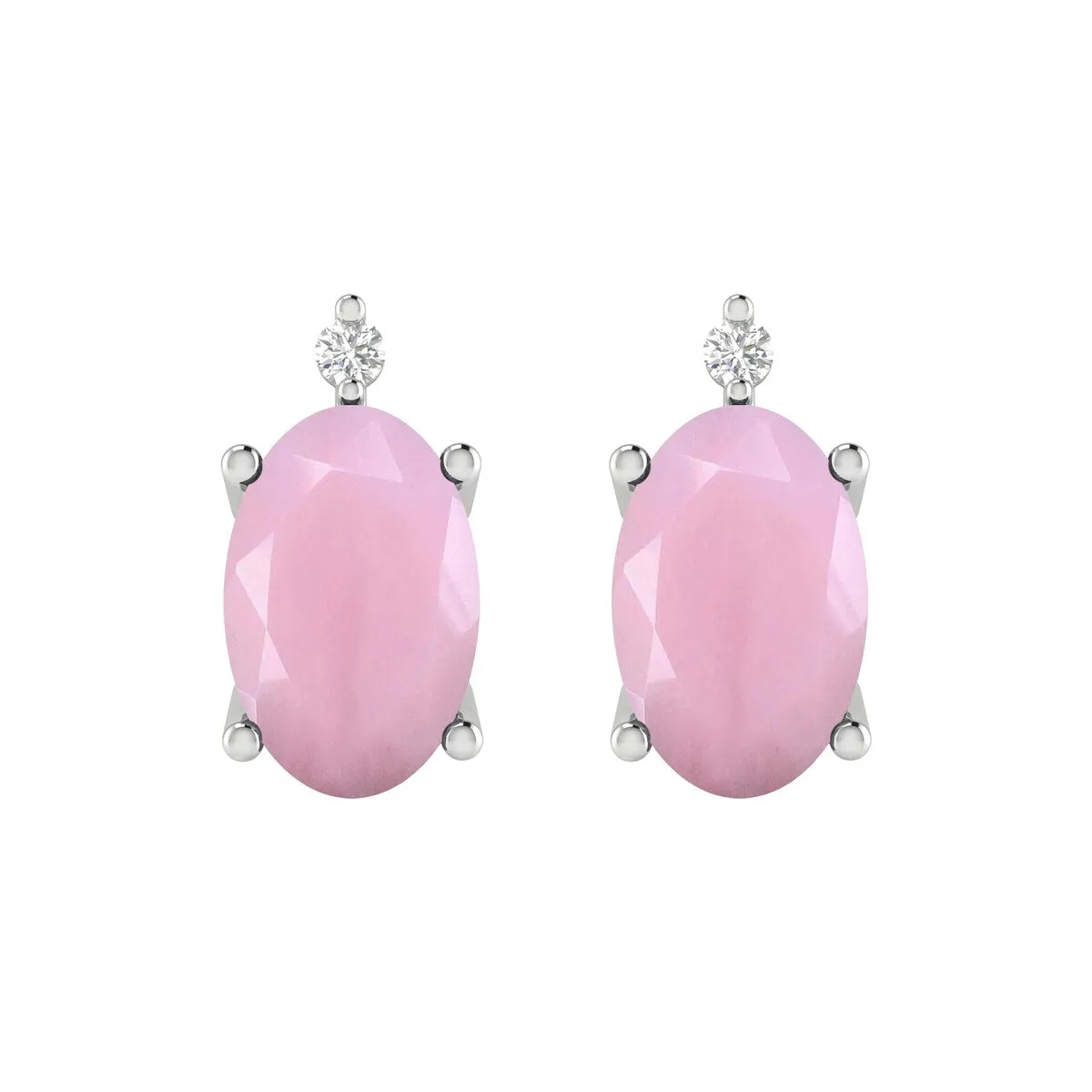 Sterling Silver 1.15Ct Pink opal and White Diamond Stud Earrings sold by Zulily product image thumbnail 2