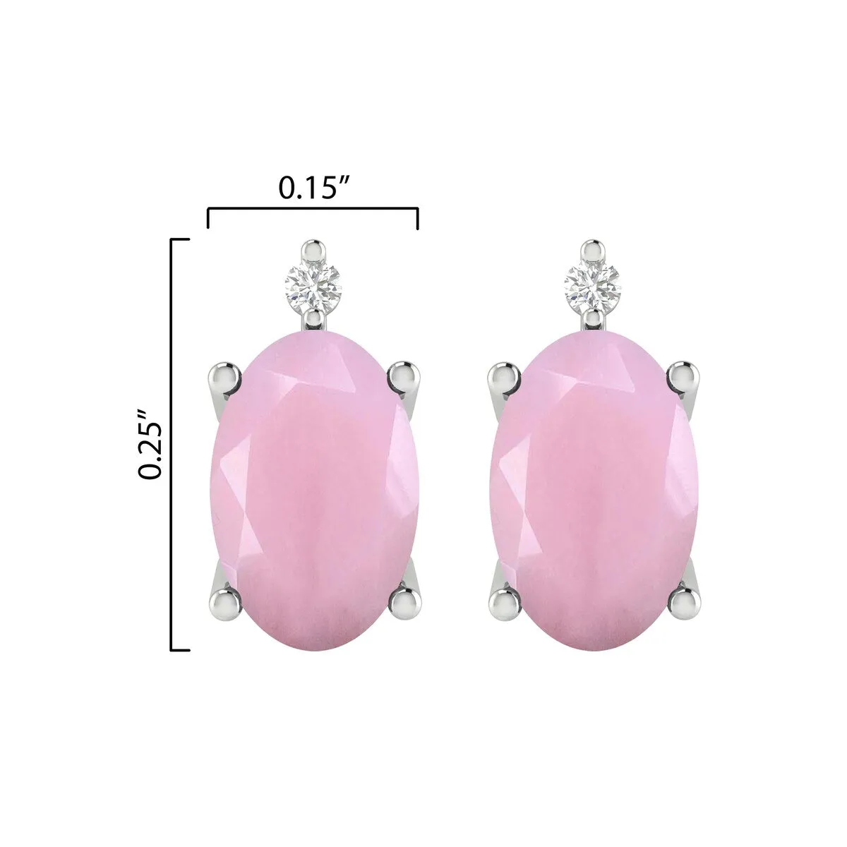 Sterling Silver 1.15Ct Pink opal and White Diamond Stud Earrings sold by Zulily product image thumbnail 3