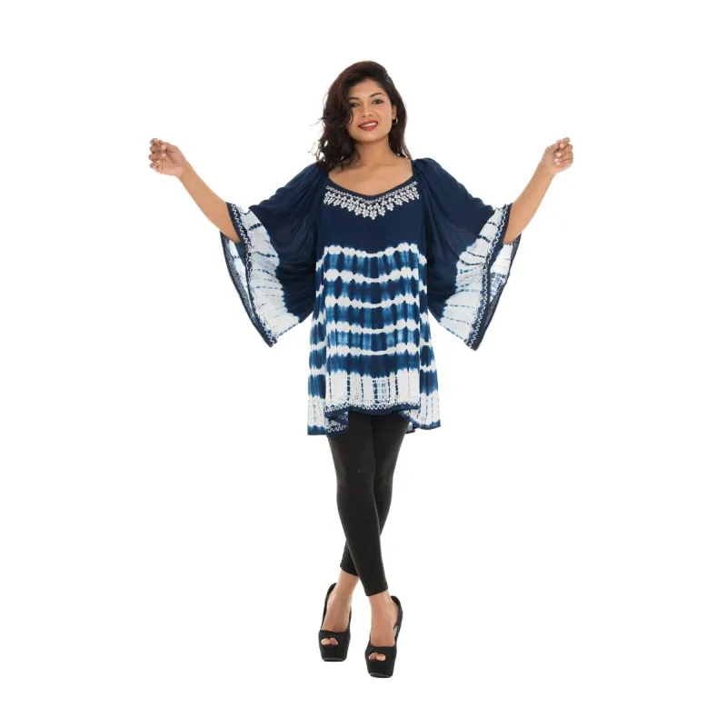 Tie-Dye Embroidered Scoop Neck Hi-Low Tunic sold by Zulily