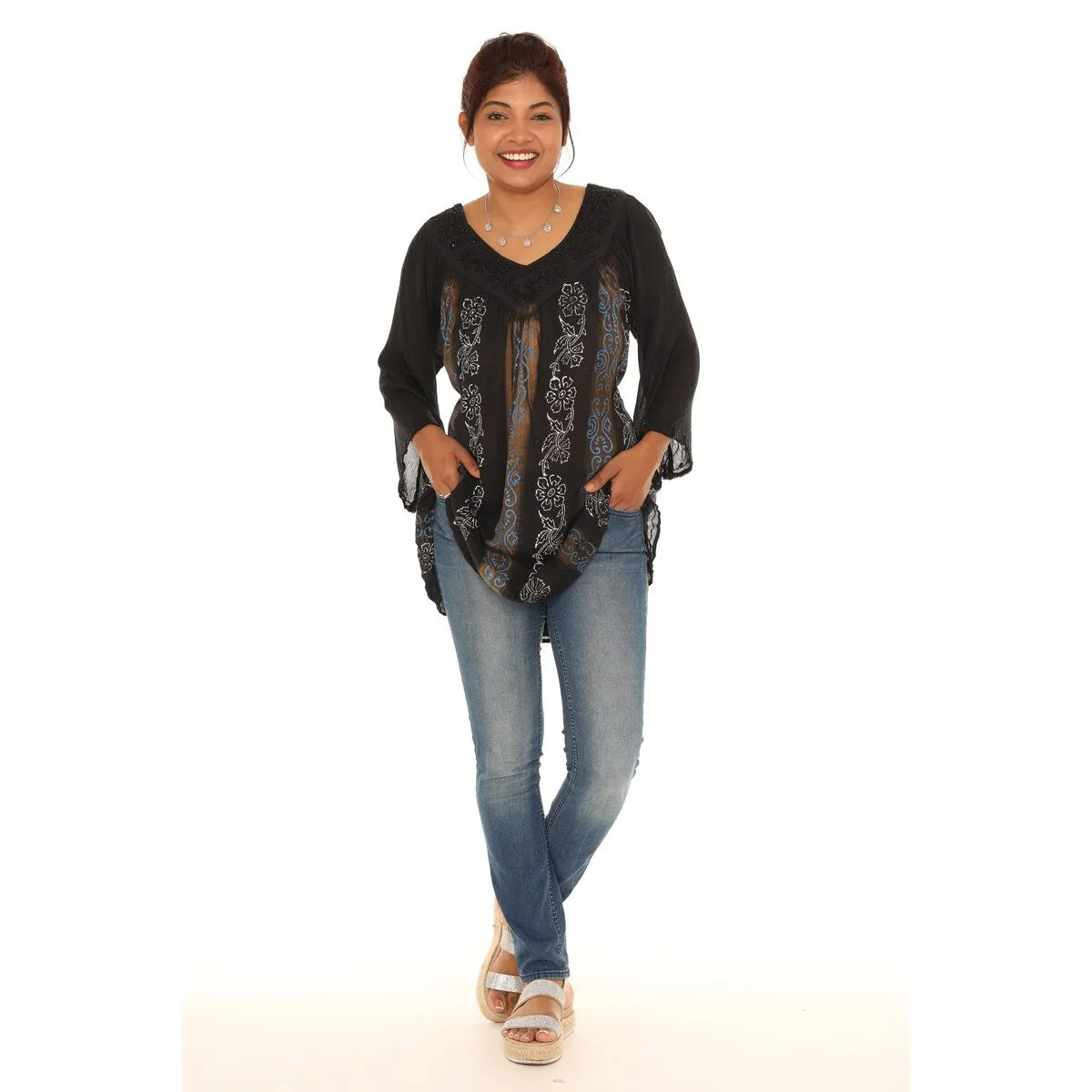 Floral V-Neck Long-Sleeve Tunic sold by Zulily