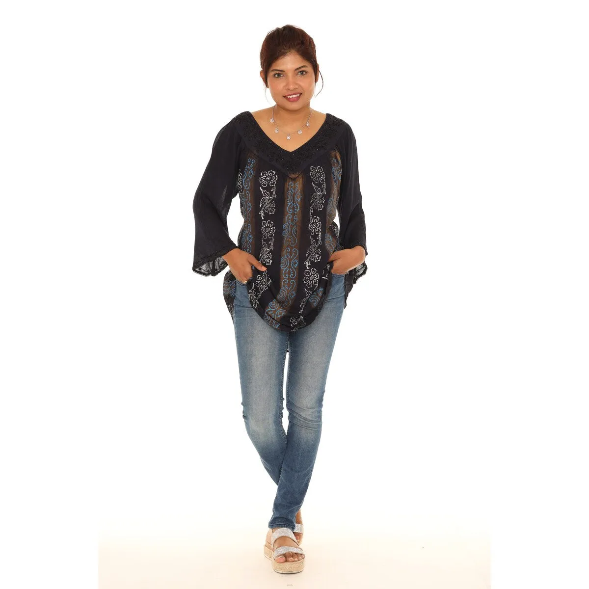 Floral V-Neck Long-Sleeve Tunic sold by Zulily product image thumbnail 4