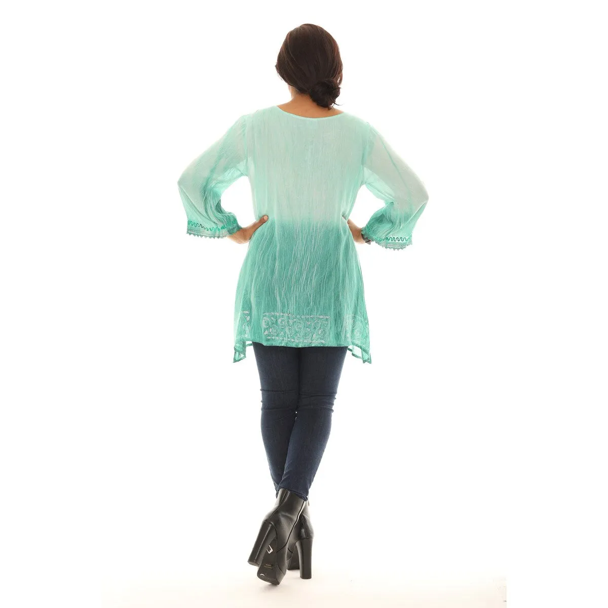Geometric Wave Pom-Pom-Trim Keyhole-Front Tunic sold by Zulily product image thumbnail 2