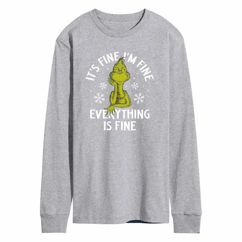 Men's The Grinch It's Fine I'm Fine Long Sleeve Tee sold by Zulily