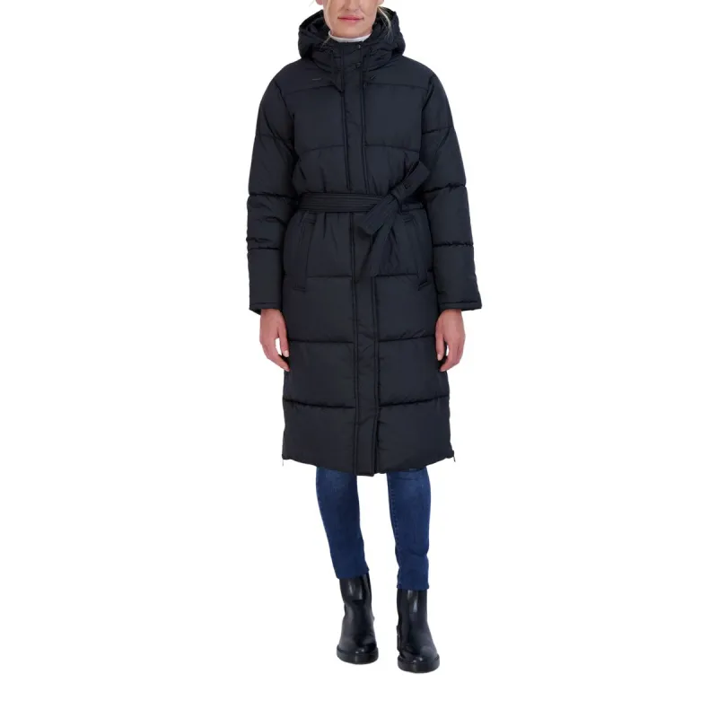 Sebby Collection Women's Belted Long Puffer sold by Zulily