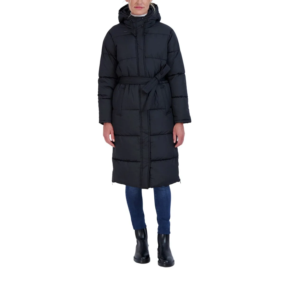 Sebby Collection Women's Belted Long Puffer sold by Zulily
