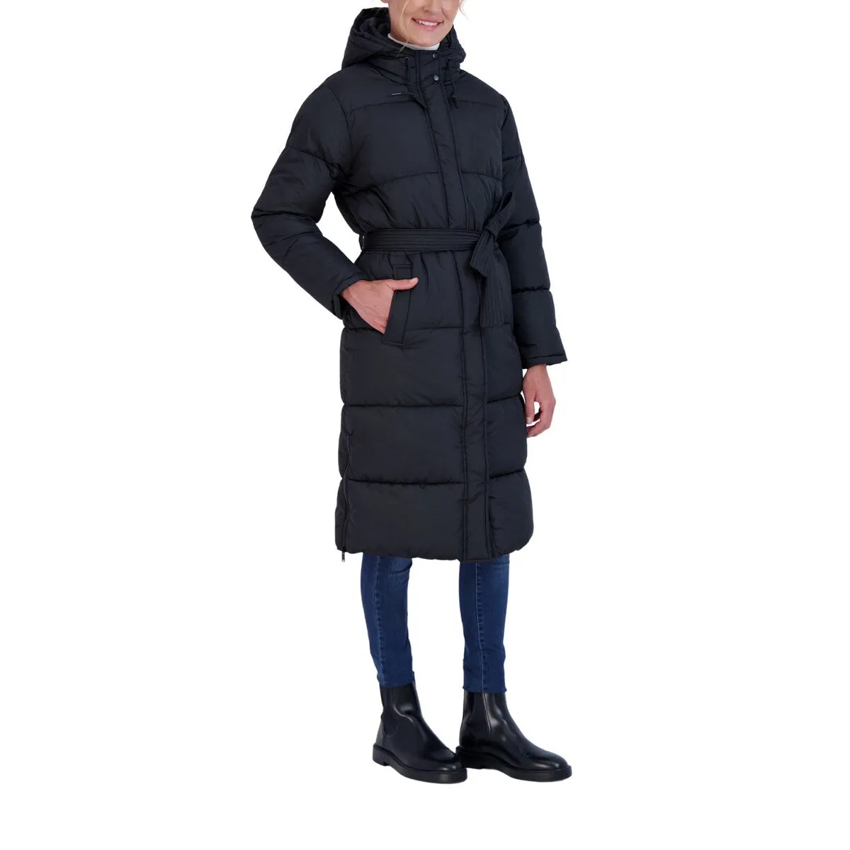 Sebby Collection Women's Belted Long Puffer sold by Zulily product image thumbnail 2