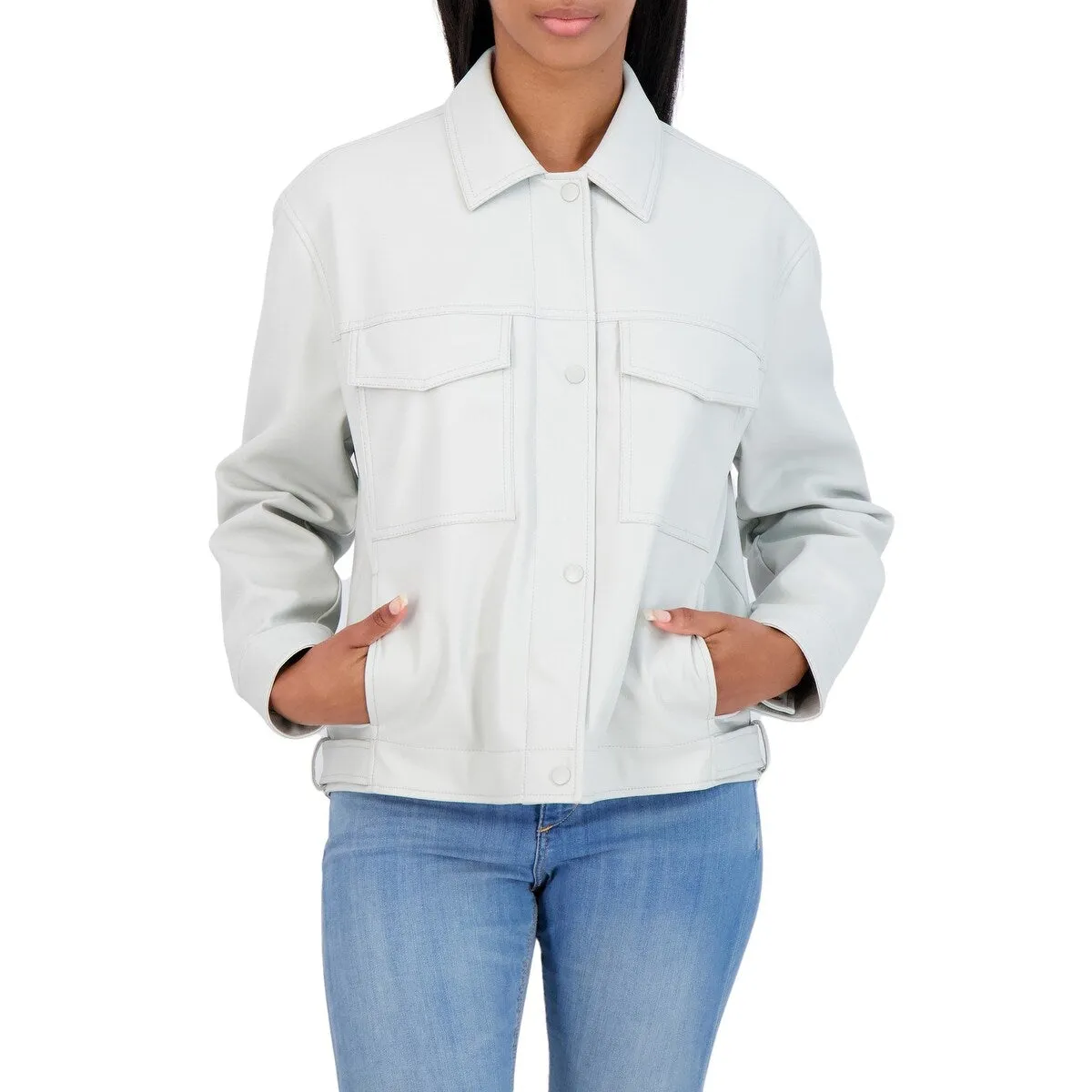 Sebby Collection Women's Faux Leather Shirt Jacket sold by Zulily product image thumbnail 3