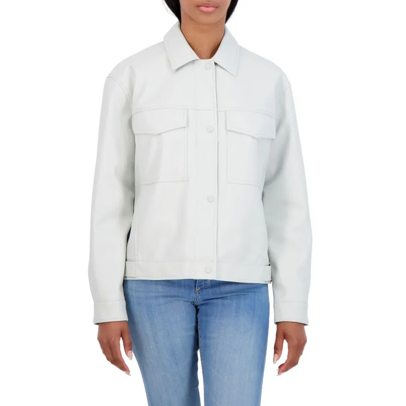 Sebby Collection Women's Faux Leather Shirt Jacket sold by Zulily