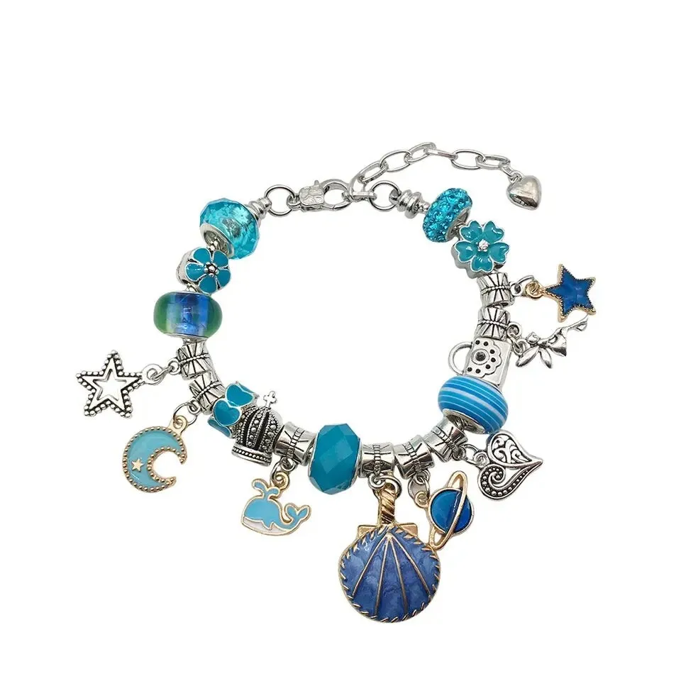 Silvertone Charm Bracelet Set with Blue Charms sold by Zulily product image thumbnail 2