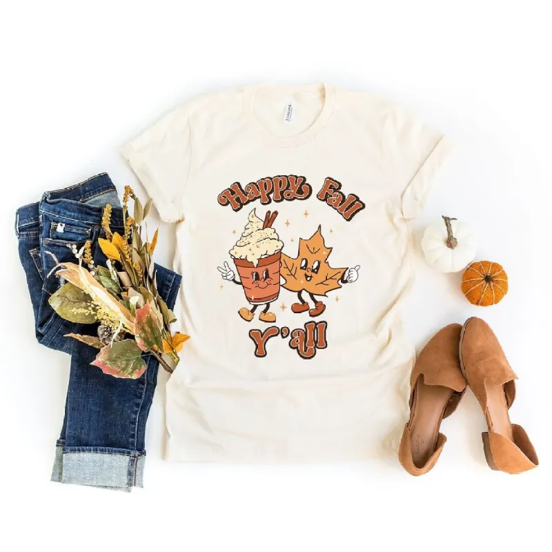 Retro Happy Fall Y'all Leaf Short Sleeve Tee sold by Zulily