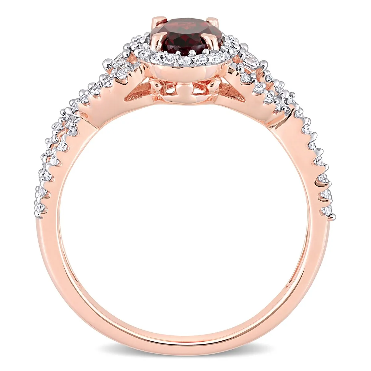 Miadora 10k Rose Gold Garnet, White Sapphire and 1/3ct TDW Diamond Halo Infinity Ring sold by Zulily product image thumbnail 4
