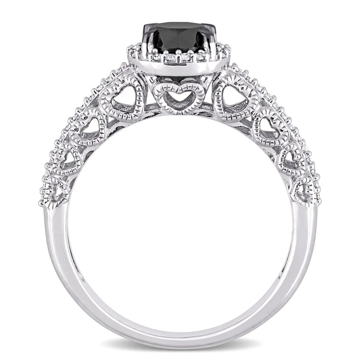 Miadora 10k White Gold with Black Rhodium 1 1/6ct TDW Black & White Diamond Halo Engagement Ring sold by Zulily product image thumbnail 5