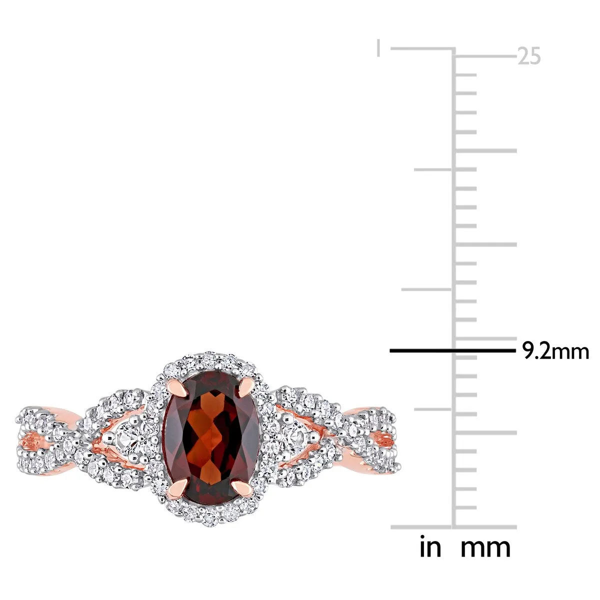 Miadora 10k Rose Gold Garnet, White Sapphire and 1/3ct TDW Diamond Halo Infinity Ring sold by Zulily product image thumbnail 5