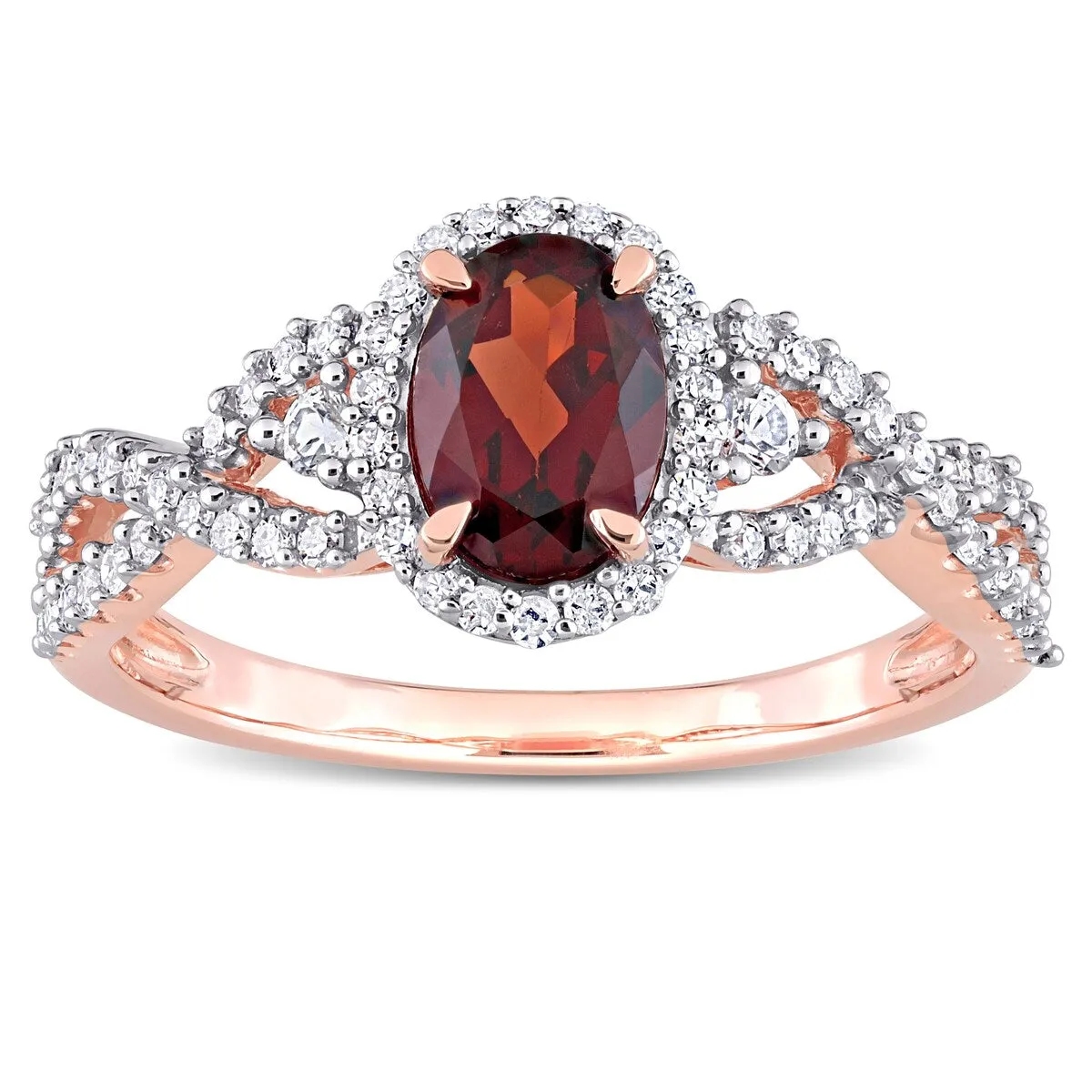 Miadora 10k Rose Gold Garnet, White Sapphire and 1/3ct TDW Diamond Halo Infinity Ring sold by Zulily product image thumbnail 2
