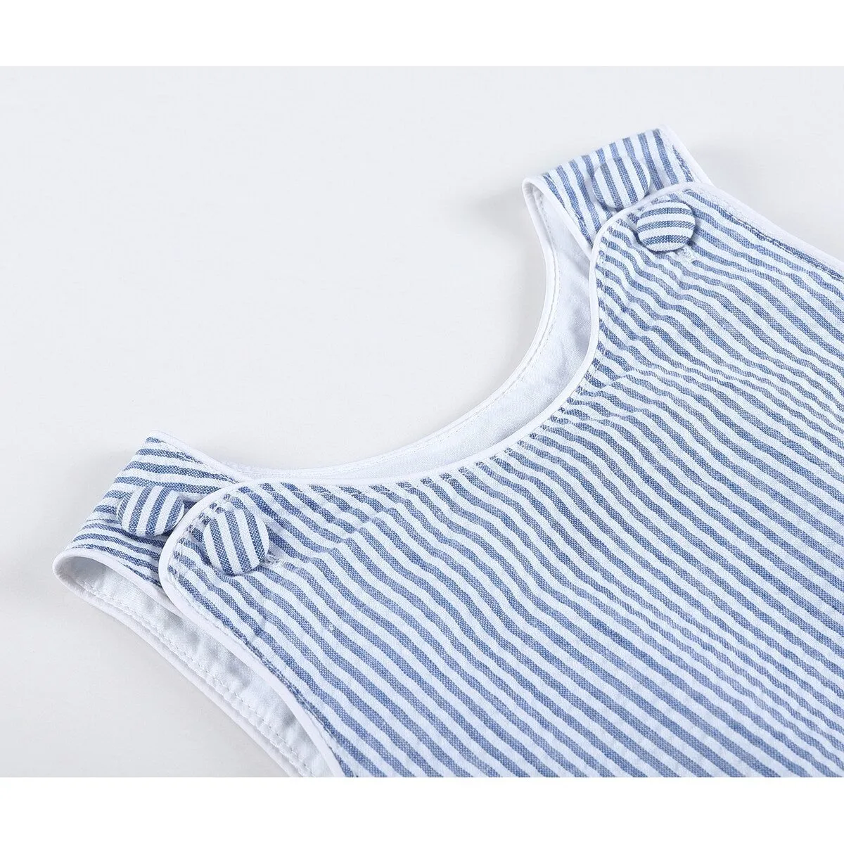 Classic Dark Blue Stripe Seersucker Romper sold by Zulily product image thumbnail 3