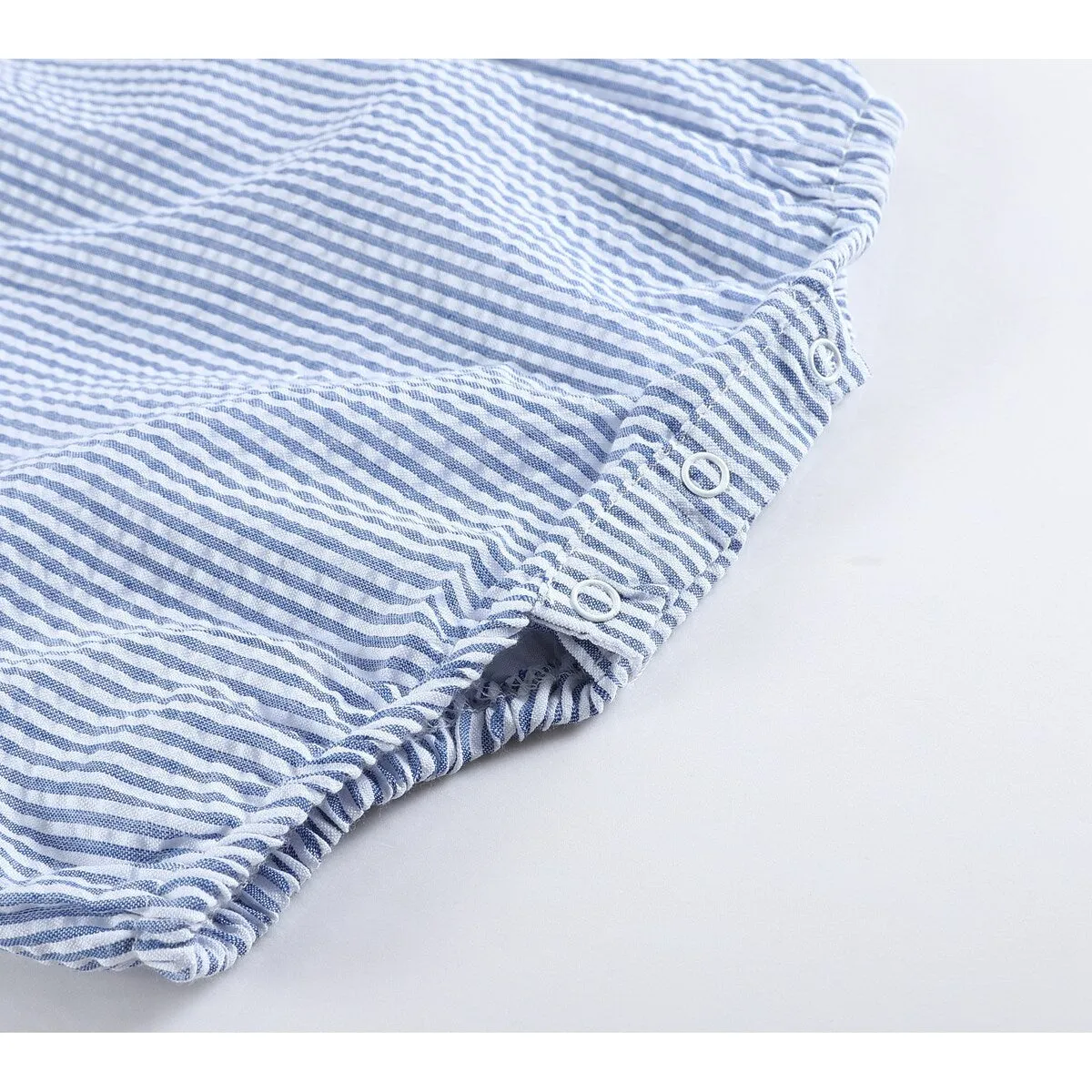 Classic Dark Blue Stripe Seersucker Romper sold by Zulily product image thumbnail 4