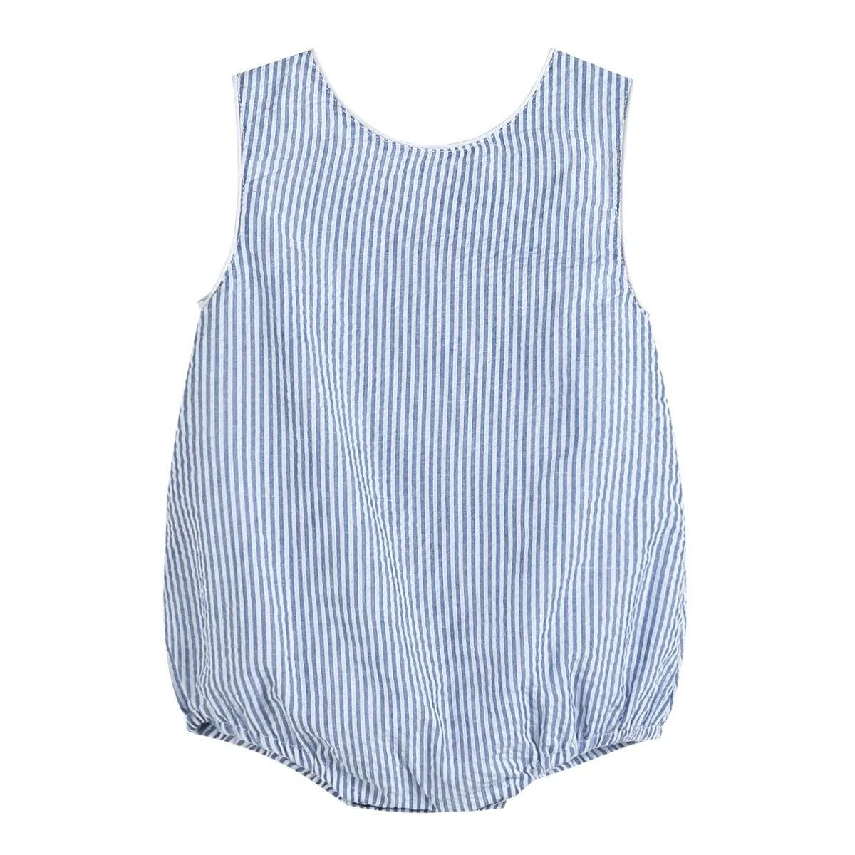 Classic Dark Blue Stripe Seersucker Romper sold by Zulily product image thumbnail 2