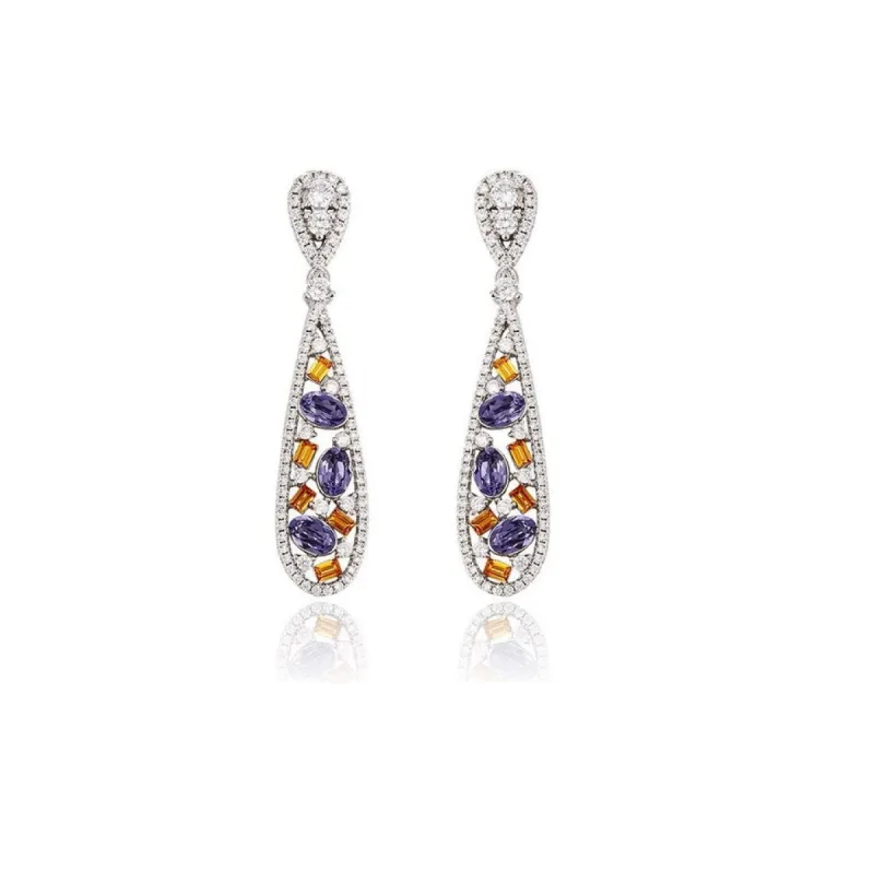 Orange Purple Swarovski Crystal Teardrop Earrings sold by Zulily