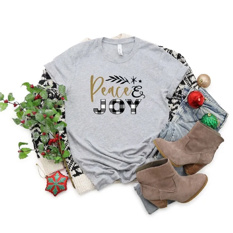 Plaid Peace And Joy Short Sleeve Crewnneck Tee sold by Zulily