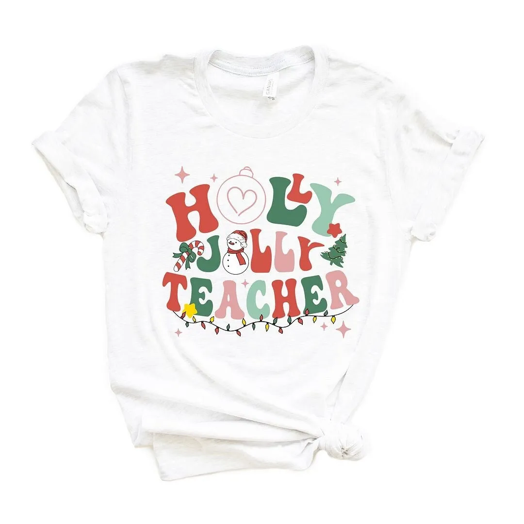 Holly Jolly Teacher Short Sleeve Crewnneck Tee sold by Zulily product image thumbnail 2
