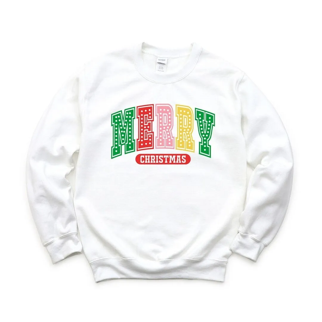 Merry Christmas Varsity Colorful Graphic Sweatshirt sold by Zulily product image thumbnail 2