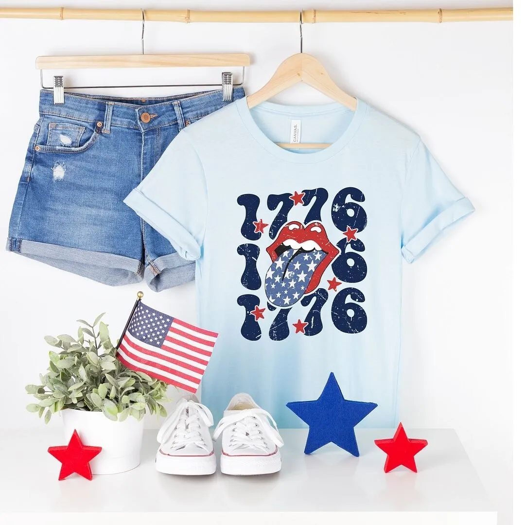 1776 Patriotic Lips Short Sleeve Crewnneck Tee sold by Zulily
